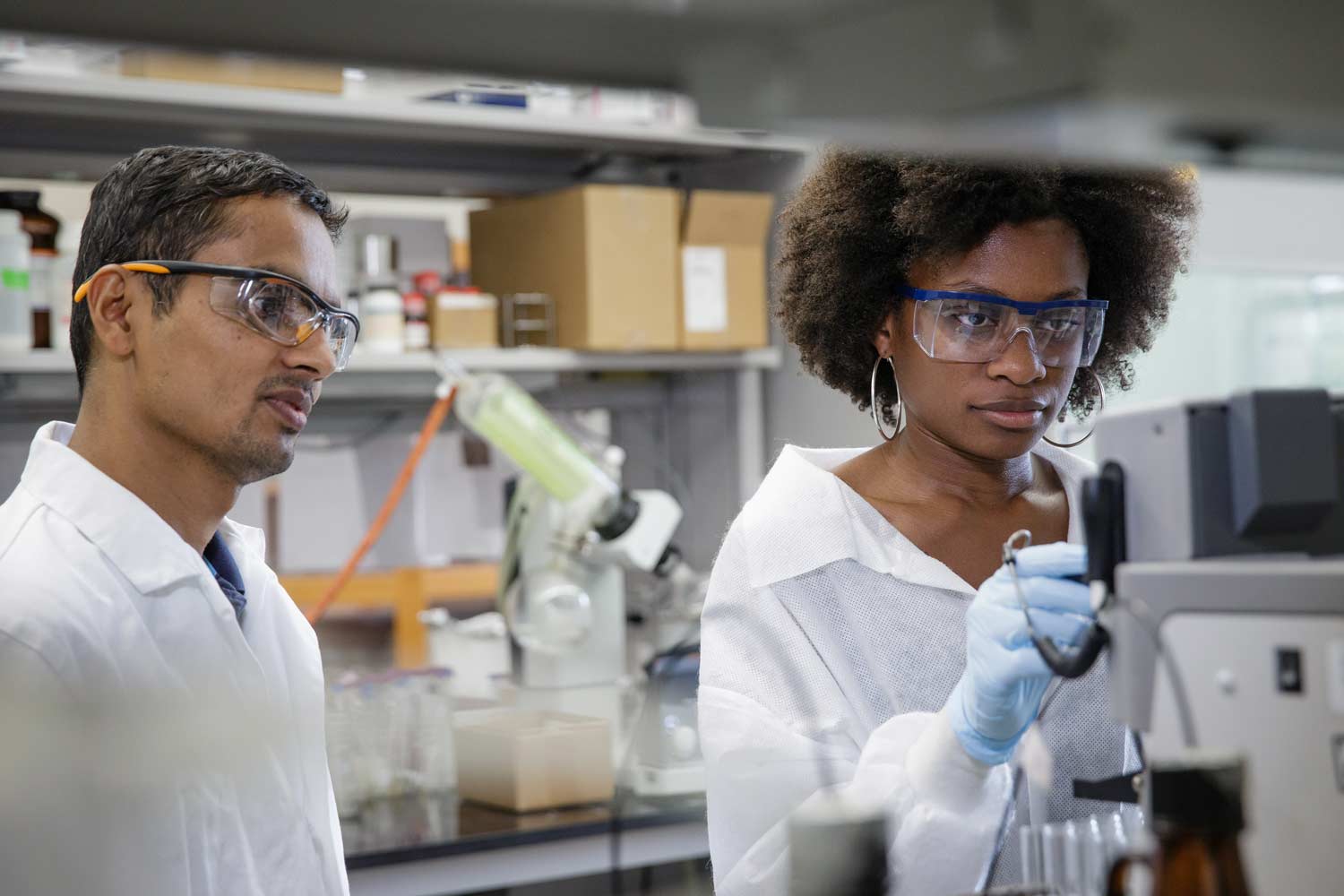 Texas A&M students working dilligently in the lab