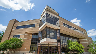 Looking up at WCL from out front